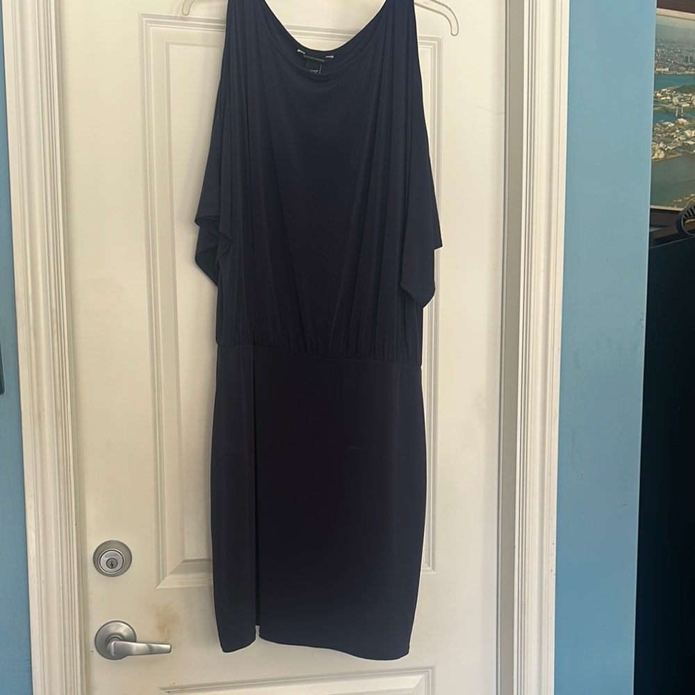 Moda International Navy Blue Cold Shoulder Dress